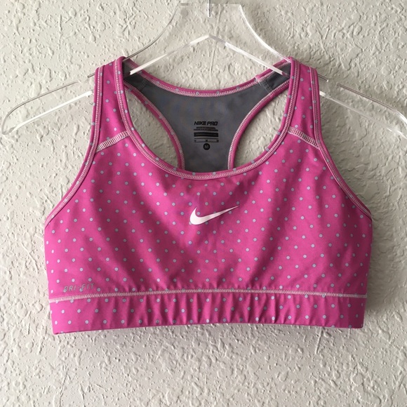 Nike Tops - Nike Pink Polka Dot Dri-Fit Sports Bra M